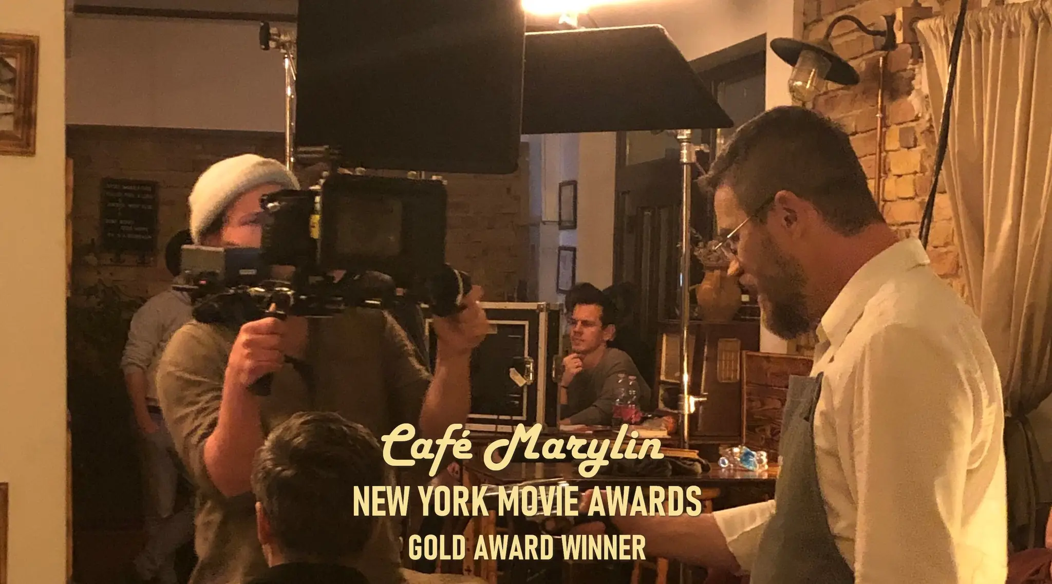 Behind the scenes image from the Hungarian short film Café Marylin